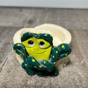 Hand Made and Painted Frog Clay Trinket Dish